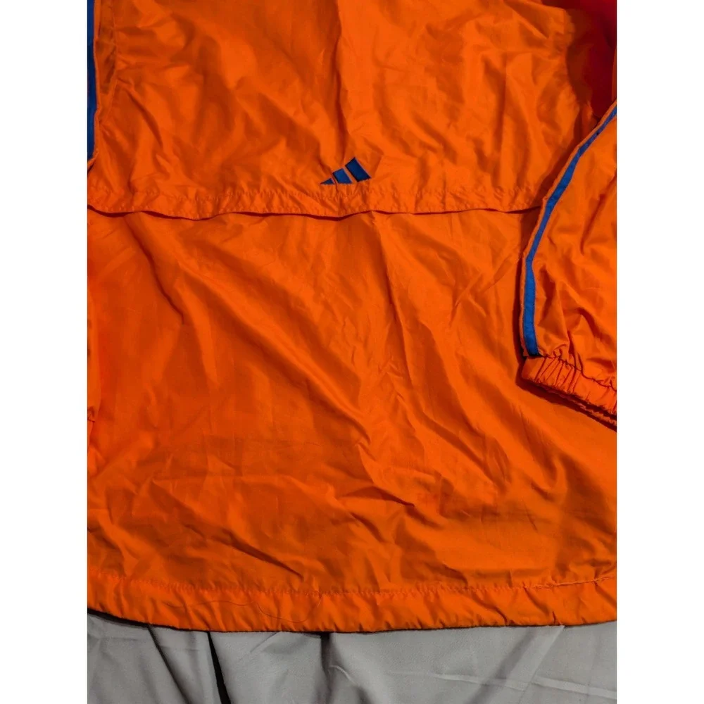 Vintage Y2K Adidas Hooded Windbreaker Jacket Orange Blue Pullover Anorak Men's M